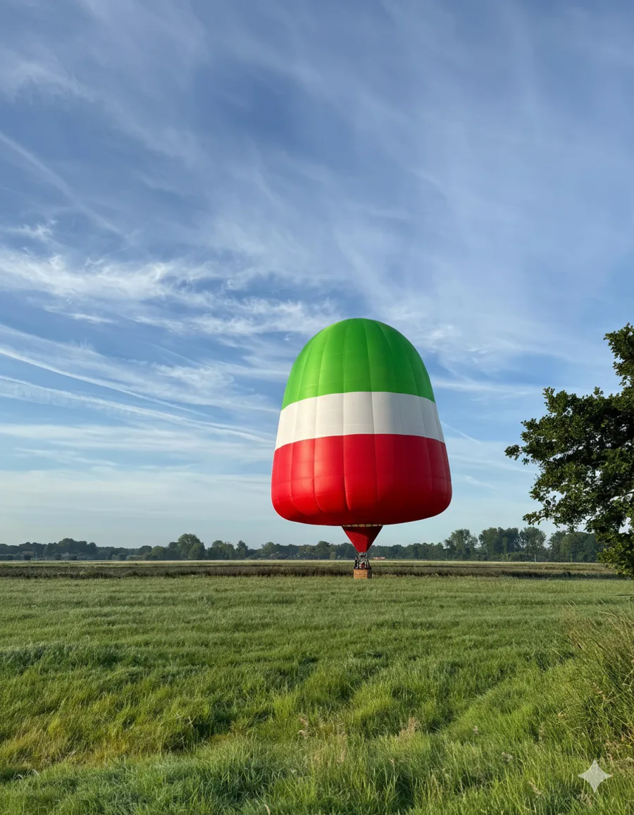Luchtballon in een ovale vorm met kleurenband