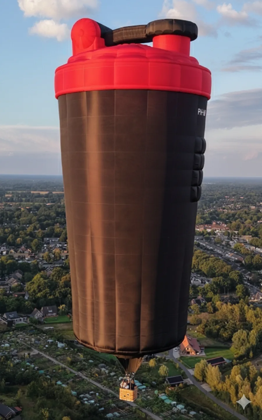 Luchtballon in de vorm van een shakebeker